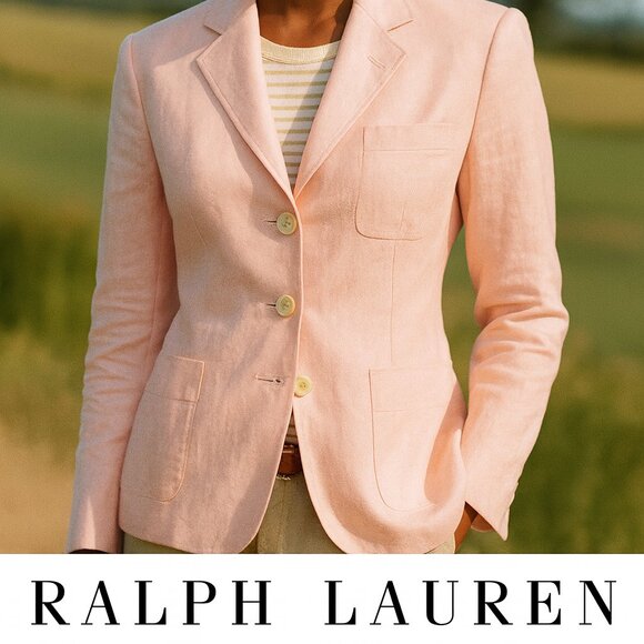 Lauren Ralph Lauren Jackets & Blazers - LAUREN Ralph Lauren 100% Linen Baby Pink 3 Pocket Blazer